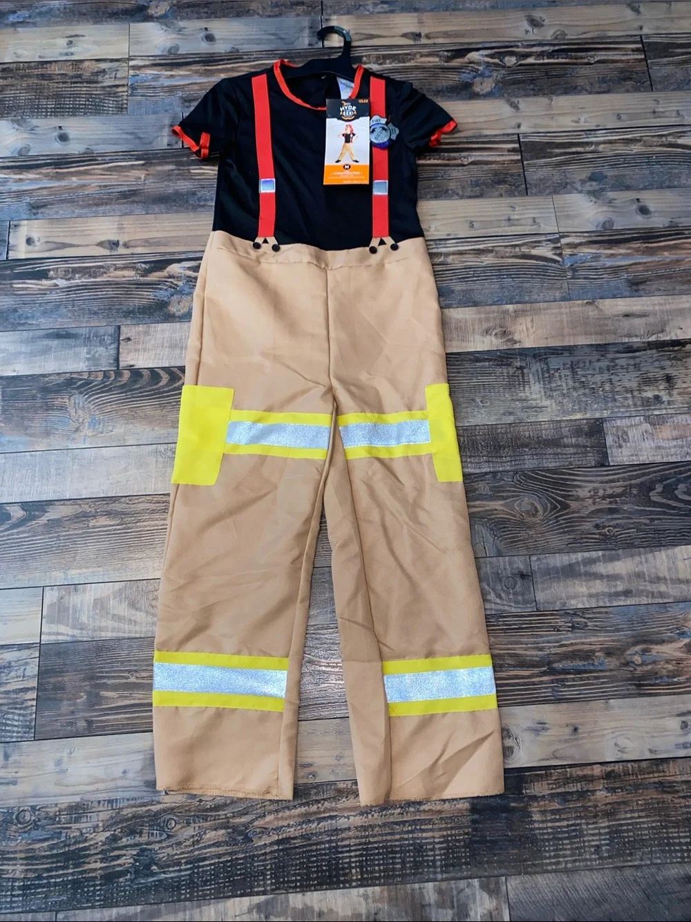 Kids Firefighter Costume Jacket with Red Suspenders - Hyde & Eek! Size M 8-10
